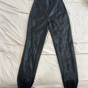 Black Satin Jogger Pants